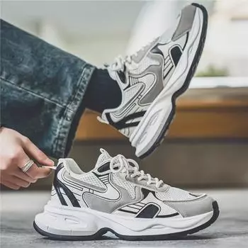 Легкие мужские кроссовки из дышащей сетки с толстой подошвой и конструкцией, увеличивающей рост 41 хаки