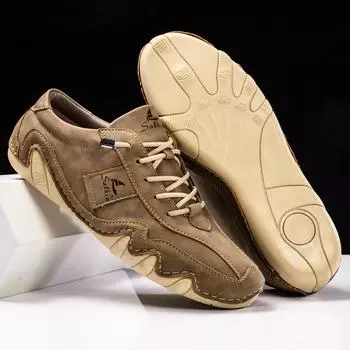 Легкие мужские мокасины ручной работы из спилка, кожаные мокасины для вождения, нескользящие деловые туфли на плоской подошве для мужчин, повседневная обувь 38