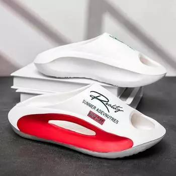 Легкие мужские тапочки из ЭВА - нескользящие пляжные тапочки спортивные тапочки 36-37 белый