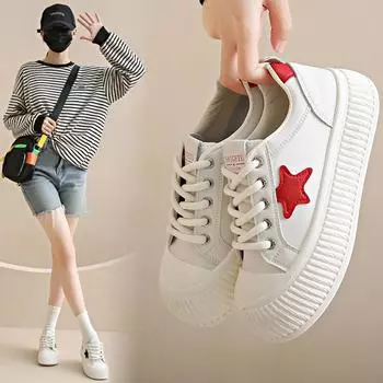 Легкие нескользящие кроссовки для женщин. Кроссовки на платформе. Дышащие удобные кроссовки на шнуровке. Обувь для ходьбы из искусственной кожи. Теннисная спортивная обувь на плоской подошве. 35