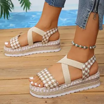 Легкие пляжные сандалии и тапочки на толстой подошве с пряжкой, модные спортивные и повседневные сандалии на танкетке большого размера для женщин 36 белый