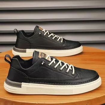 Легкие повседневные кроссовки на шнуровке для мужчин, вулканизированные кожаные кроссовки на плоской подошве для работы и отдыха, мужские элегантные роскошные распродажа, модные 39