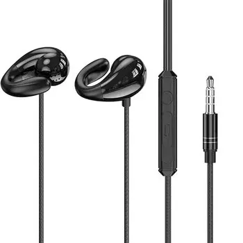 Легкие проводные наушники с воздушной проводимостью, совместимые с микрофоном, не блокирующие уши, предотвращение утечки звука, нулевая задержка для игр и онлайн-игр чёрный