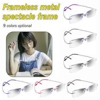 Легкие прямоугольные суперэластичные металлические оправы без оправы, унисекс, гибкие оптические очки для чтения, очки ручной работы кофейный