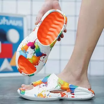 Легкие резиновые пластиковые ЭВА большие размеры 36-45, нескользящие износостойкие модные тапочки, пляжная обувь, повседневные сандалии 36 белый