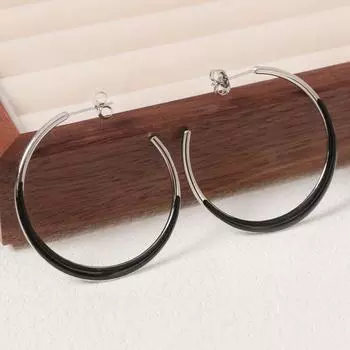 Легкие роскошные большие круглые серьги для женщин, высококачественный нишевый дизайн, черно-белые масляные серьги