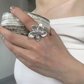 Легкие роскошные большие открытые кольца в форме цветка, милые романтические регулируемые кольца, изящные ювелирные украшения для женщин и девочек, преувеличенные кольца серебряный