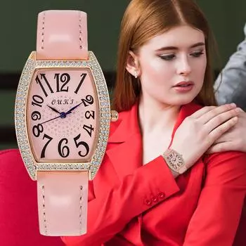 Легкие роскошные часы со стразами S Tarry Sky, маленькие квадратные часы розовый