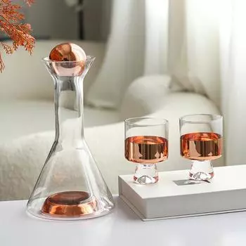 Легкие роскошные декоративные украшения, художественная бисерная посуда для вина, кувшин, бокал для вина, набор графинов, градиентный цветной холодный чайник, чашка для воды golden wine jug three-piece set M04849
