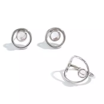 Легкие роскошные дизайнерские серебряные кольца и серьги для девочек, натуральный розовый кварц, драгоценный камень, модные украшения, подарок для свиданий и любви US RING SIZE:7# ярко-розовый