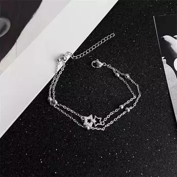 Легкие роскошные двухслойные браслеты со звездами для женщин и девочек, изысканные универсальные милые браслеты, ювелирные аксессуары, подарки на день рождения