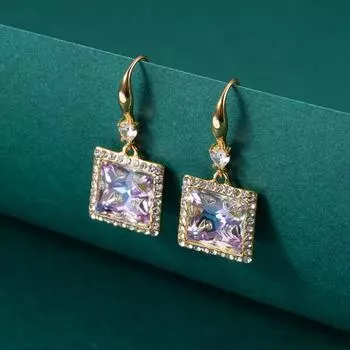 Легкие роскошные геометрические серьги Изысканные висячие серьги Трендовые серьги-подвески из циркония Серьги-подвески Style 7