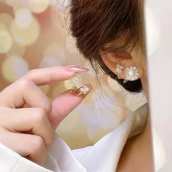 Легкие роскошные и модные женские универсальные серьги с цветком и камнем «кошачий глаз»