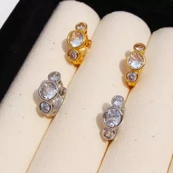 Легкие роскошные изысканные серьги из белого золота с инкрустацией бриллиантами, минималистский дизайн, серьги-пряжки для ушей, темпераментные, универсальные 484 золотой