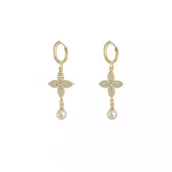 Легкие роскошные модные серьги-подвески из ракушек с цирконами в форме снежинки, покрытые 14-каратным золотом, высококачественные серьги с жемчугом для женщин