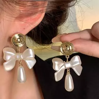 Легкие роскошные нишевые элегантные французские серьги-бантики высокого класса для женщин 1 pair