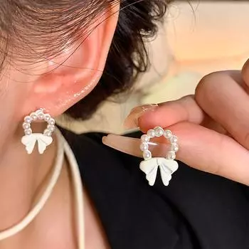 Легкие роскошные нишевые серьги с жемчугом в форме сладкого крема для женщин 1 pair