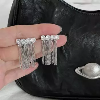 Легкие роскошные новые серьги-гвоздики из циркония, женские нишевые высококачественные серьги-каскады с бахромой, изысканные универсальные серьги для знаменитостей copper