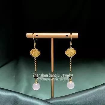 Легкие роскошные осенне-зимние серьги в китайском стиле в стиле ретро из нефрита для женщин necklace