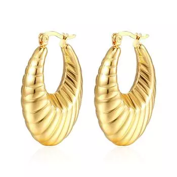 Легкие роскошные полые серьги из титановой стали высшего качества во французском стиле, геометрические серьги из титановой стали с покрытием из нержавеющей стали 18-каратного золота