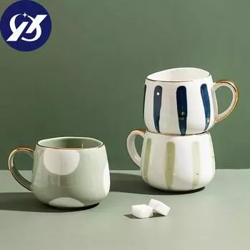Легкие Роскошные Простые Северные Кофейные Молочные Чашки Для Пары Wave point Blue
