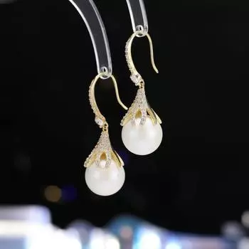 Легкие роскошные ретро-серьги высокого класса с каплевидным жемчугом, простые индивидуальные серьги с цирконием, серьги с нишевым дизайном