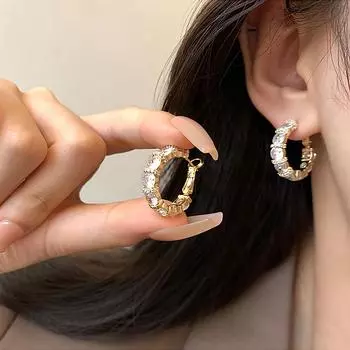 Легкие роскошные серьги Advanced Feeling с гальваническим покрытием и микро-инкрустацией из искусственного циркония для женщин 1 pair