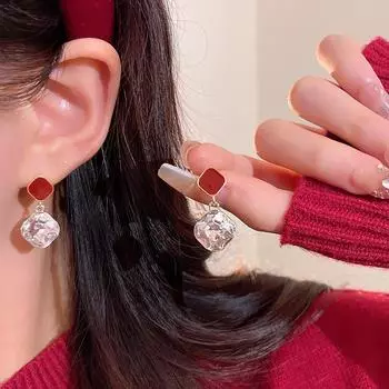 Легкие роскошные серьги Advanced Sense Simple геометрической формы с супер сверкающими большими стразами для женщин 1 pair