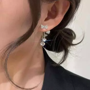 Легкие роскошные серьги-цепочки с когтями, серьги-бабочки с бахромой из полных бриллиантов, универсальные женские серьги-гвоздики темпераментного дизайна золотой
