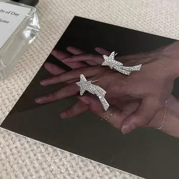 Легкие роскошные серьги-гвоздики из циркония в форме звезды, женская мода, универсальные индивидуальные яркие серьги-метеоры, нишевые серьги высокого класса copper