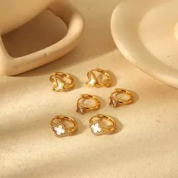 Легкие роскошные серьги-гвоздики из титановой стали с четырьмя листочками клевера, золотые серьги-гвоздики в виде бабочек, женские серьги из нержавеющей стали, не выцветают