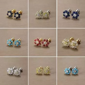 Легкие роскошные серьги-гвоздики с цирконием и цветком для женщин, мини-серьги-гвоздики из нержавеющей стали с растениями, вечерние украшения, водонепроницаемые