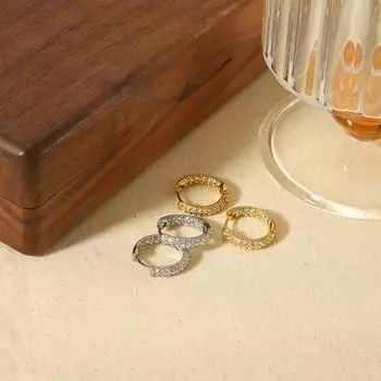 Легкие роскошные серьги из циркония, позолоченные 18 карат, геометрические серьги из нержавеющей стали, персонализированные модные женские 18K