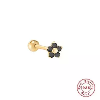 Легкие роскошные серьги из стерлингового серебра S925 с пятью лепестками и бриллиантовой нитью в форме цветка для пирсинга