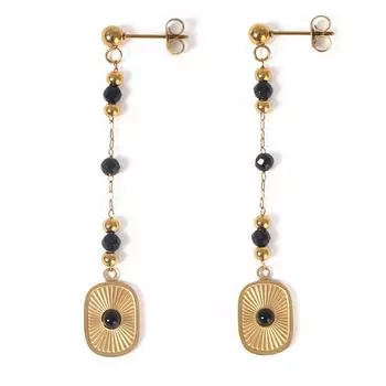 Легкие роскошные серьги-кисточки из нержавеющей стали, серьги из натурального лазурита, французские ретро-серьги, длинные