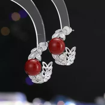 Легкие роскошные серьги-ниши, модный и простой дизайн, универсальный, осень и зима, новые красные жемчужные круглые серьги в форме буквы С золотой