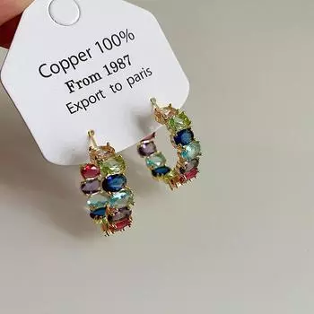 Легкие роскошные серьги-пряжки из циркония высокого класса Sense Color для женщин, элегантные, изысканные, ретро, простые, темпераментные, универсальные серьги