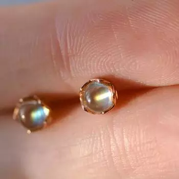 Легкие роскошные серьги с лунным камнем, круглые серьги с темпераментным дизайном, женские белого золота