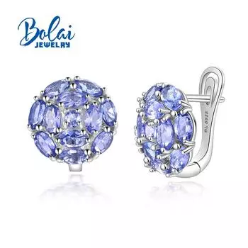 Легкие роскошные серьги с натуральным синим танзанитом, новая женская одежда из стерлингового серебра 925 пробы для юбилейного банкета S синий