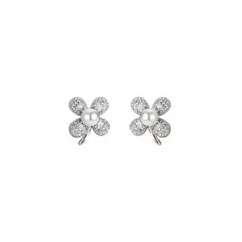 Легкие роскошные серьги с жемчугом в виде четырехлистного цветка, нишевый дизайн, изысканная мода, высококачественные женские серьги