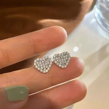 Легкие роскошные серьги в форме сердца с бриллиантами и микро-закрепкой супер-флеш циркония милые серьги в форме сердца универсальные женские