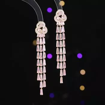 Легкие роскошные серьги высокого класса, супер-блестящие, инкрустированные цирконием, элегантные, длинные, тонкие серьги с кисточками, модные серьги золотой