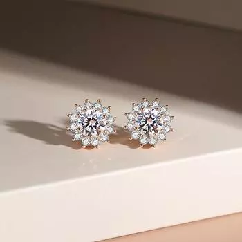 Легкие роскошные супер-вспышки розового золота циркония цветы серьги-гвоздики женские корейские версии темпераментные пригородные серьги