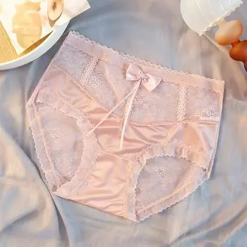 Легкие роскошные трусики средней высоты с высокой талией, сексуальные дышащие трусики, женское нижнее белье, шелковое бесшовное кружево, обтягивающие трусики из шелка M красный