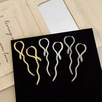 Легкие роскошные уникальные серьги-пряжки в виде змеи из цельного циркония для женщин, стильные, элегантные, универсальные, для поездок на работу