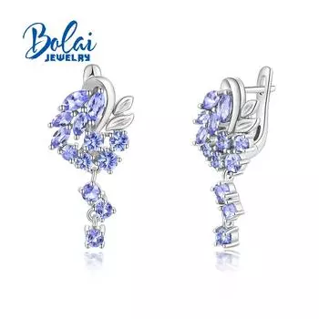 Легкие роскошные великолепные серьги с натуральным синим танзанитом для женщин, подарок на помолвку на годовщину из стерлингового серебра 925 пробы M синий