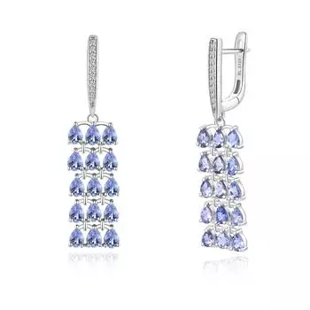 Легкие, роскошные, великолепные серебряные серьги с натуральным синим танзанитом S925 для женщин, на юбилей, помолвку и банкет m синий