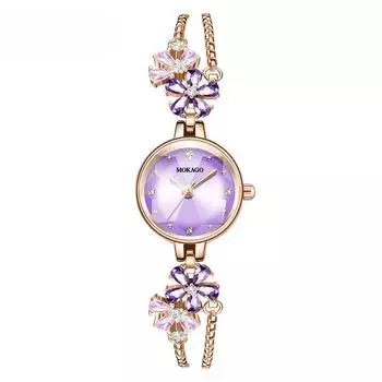 Легкие роскошные водонепроницаемые часы с маленьким циферблатом, изысканные женские часы с фиолетовым кристаллом