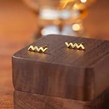 Легкие роскошные волнистые линии циркон серьги-гвоздики женские нишевые темпераментные пригородные геометрические металлические серьги ювелирные изделия