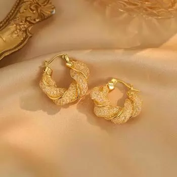 Легкие роскошные выдолбленные застежки-пряжки, высококачественные серьги-гвоздики с эффектом взрывающегося циркония, линии темперамента, модные серьги-гвоздики, серьги, женские 18K